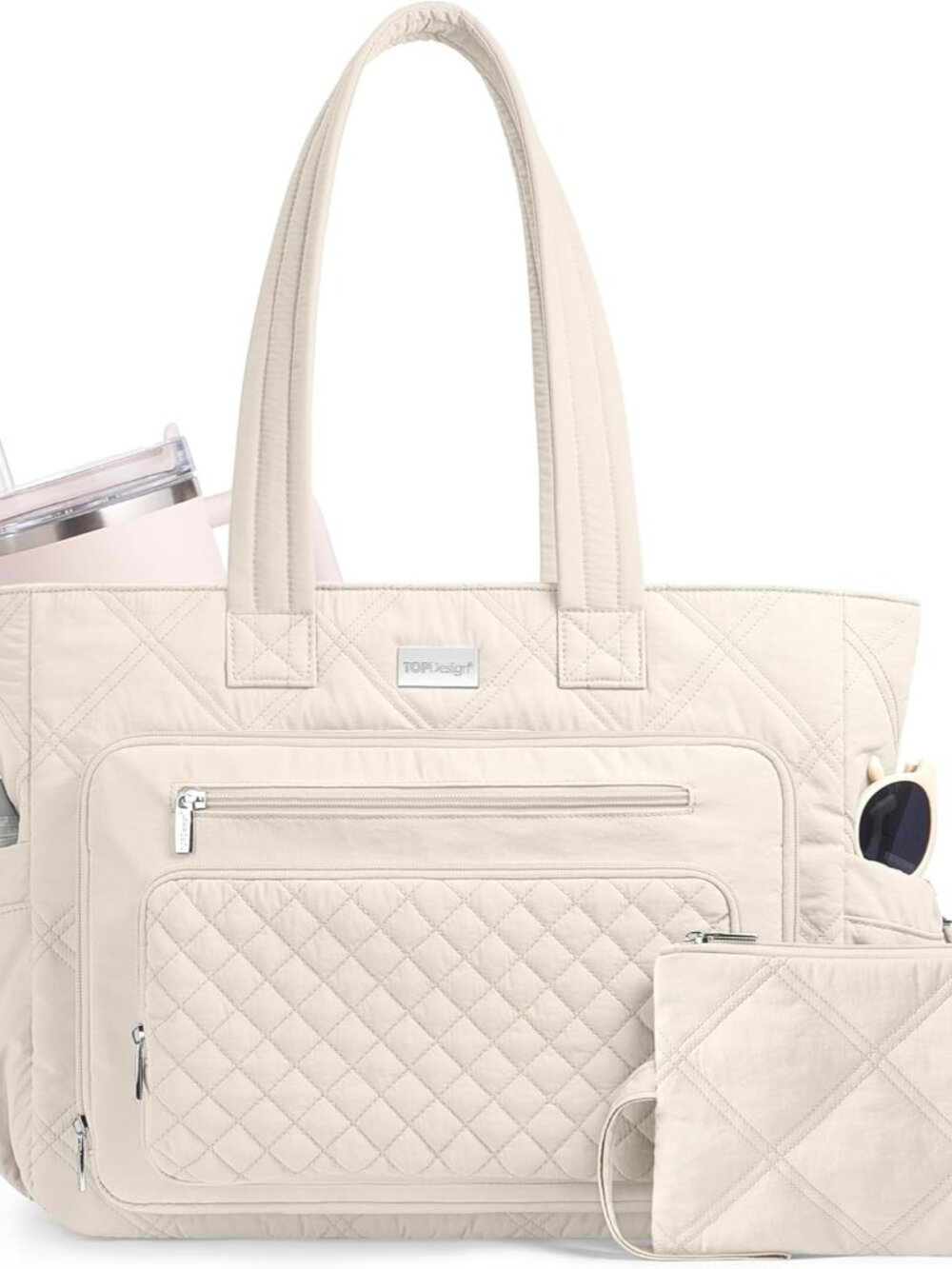 Puffer Laptop Bag for Women, Quilted Teacher Tote Nurse Work Briefcase, Computer